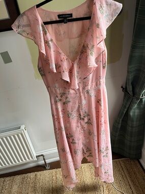 Banana Republic Floaty Pink Floral Asymmetrical Dress